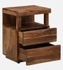 Sheffield Sheesham Wood Bedside Table In Scratch Resistant Rustic Teak Finish With Drawers