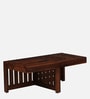 Sheffield Solid Wood Nesting Coffee Table Set in Honey Oak Finish With Cushioned Stools