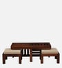 Sheffield Solid Wood Nesting Coffee Table Set in Honey Oak Finish With Cushioned Stools