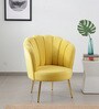 Shell Luxury Velvet Barrel Chair In Yellow Colour