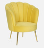 Shell Luxury Velvet Barrel Chair In Yellow Colour