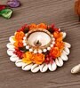 Shells & Floral Multicolor Iron Table Tea Light Holder