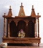 Brown Sheesham Wood Pooja Mandir Without Door