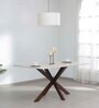 Shilzen Marble 6 Seater Dining Table In Natural Teak Finish