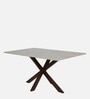 Shilzen Marble 6 Seater Dining Table In Natural Teak Finish