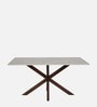 Shilzen Marble 6 Seater Dining Table In Natural Teak Finish