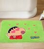 Shinchan in Love Themed Door Mat in Green Colour