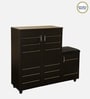 Shinji 18-Pairs Shoe Cabinet In Wenge Finish With Seating