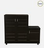 Shinji 18-Pairs Shoe Cabinet In Wenge Finish With Seating