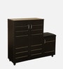 Shinji 18-Pairs Shoe Cabinet In Wenge Finish With Seating