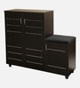 Shinji 18-Pairs Shoe Cabinet In Wenge Finish With Seating