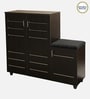 Shinji 18-Pairs Shoe Cabinet In Wenge Finish With Seating