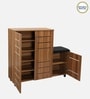 Shinji 20-Pairs Shoe Cabinet With Seating & Adjustable Shelf In Lyon Walnut Finish