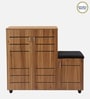 Shinji 20-Pairs Shoe Cabinet With Seating & Adjustable Shelf In Lyon Walnut Finish