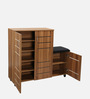 Shinji 20-Pairs Shoe Cabinet With Seating & Adjustable Shelf In Lyon Walnut Finish