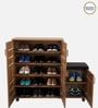 Shinji 20-Pairs Shoe Cabinet With Seating & Adjustable Shelf In Lyon Walnut Finish