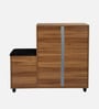 Shinji 20-Pairs Shoe Cabinet With Seating & Adjustable Shelf In Lyon Walnut Finish
