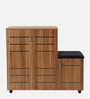 Shinji 20-Pairs Shoe Cabinet With Seating & Adjustable Shelf In Lyon Walnut Finish