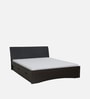 Shinju Upholstered Queen Size Bed in Wenge Finish with Drawer Storage