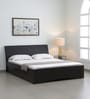 Shinju Upholstered Queen Size Bed in Wenge Finish with Drawer Storage