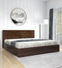Shinobu III Queen Size Bed in Walnut Colour With Box Storage & Solid Wood Headboard