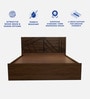 Shinobu III Queen Size Bed in Walnut Colour With Box Storage & Solid Wood Headboard