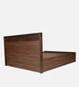 Shinobu III Queen Size Bed in Walnut Colour With Box Storage & Solid Wood Headboard