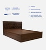 Shinobu III Queen Size Bed in Walnut Colour With Box Storage & Solid Wood Headboard