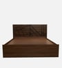 Shinobu III Queen Size Bed in Walnut Colour With Box Storage & Solid Wood Headboard