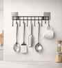 2 Piece Black Steel Over The Door Hook Hanger 7 Hooks