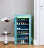 Alpine Fabric Open Shoe Rack in Blue & Green Finish