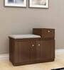 Novo Shoe Rack with Seating in Dark Elm Finish