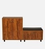 ShoeFit 20-Pairs Shoe Cabinet In Tan Finish With Seating