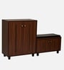 ShoeFit 20-Pairs Shoe Cabinet In Walnut Finish With Seating