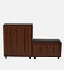 ShoeFit 20-Pairs Shoe Cabinet In Walnut Finish With Seating
