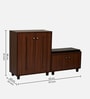 ShoeFit 20-Pairs Shoe Cabinet In Walnut Finish With Seating