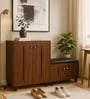ShoeFit 20-Pairs Shoe Cabinet In Walnut Finish With Seating