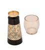 Short Pillar Candle Stand Brown & Gold
