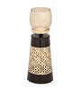 Short Pillar Candle Stand Brown & Gold