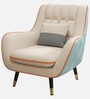 Shremate Leatherette Lounge Chair In Off White & Mint Blue Colour
