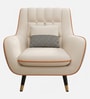 Shremate Leatherette Lounge Chair In Off White & Tan Colour