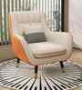 Shremate Leatherette Lounge Chair In Off White & Tan Colour