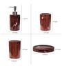 Polyresin Counter Top Bathroom Accessories in Maroon, Set of 4