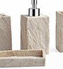 Polyresin Cube Counter Top Bathroom Accessories in White, Set of 4