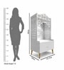 Shubh Labh Engraving White Wooden Floor Cabinet Home Temple