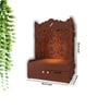 Shubh Labh Symbol of Hindu Religious Brown Wooden Wall Temple for Home With Inbuilt focus Lights & Spacious Shelf