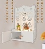 Shubh Labh Symbol of Hindu Religious White Wooden Wall Temple for Home With Inbuilt focus Lights & Spacious Shelf