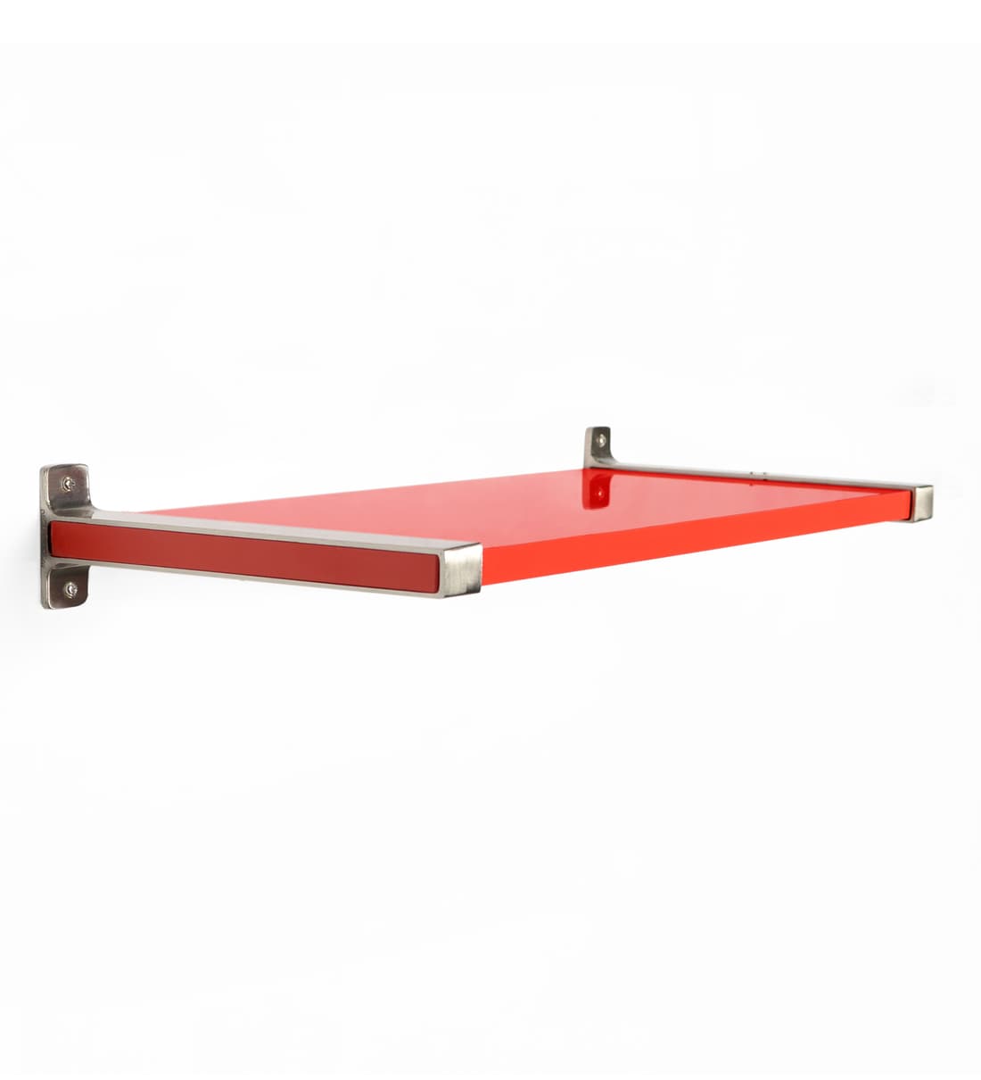 Buy Solid Wood Fixed Bracket Wall Shelf with Satin Silver Brackets in