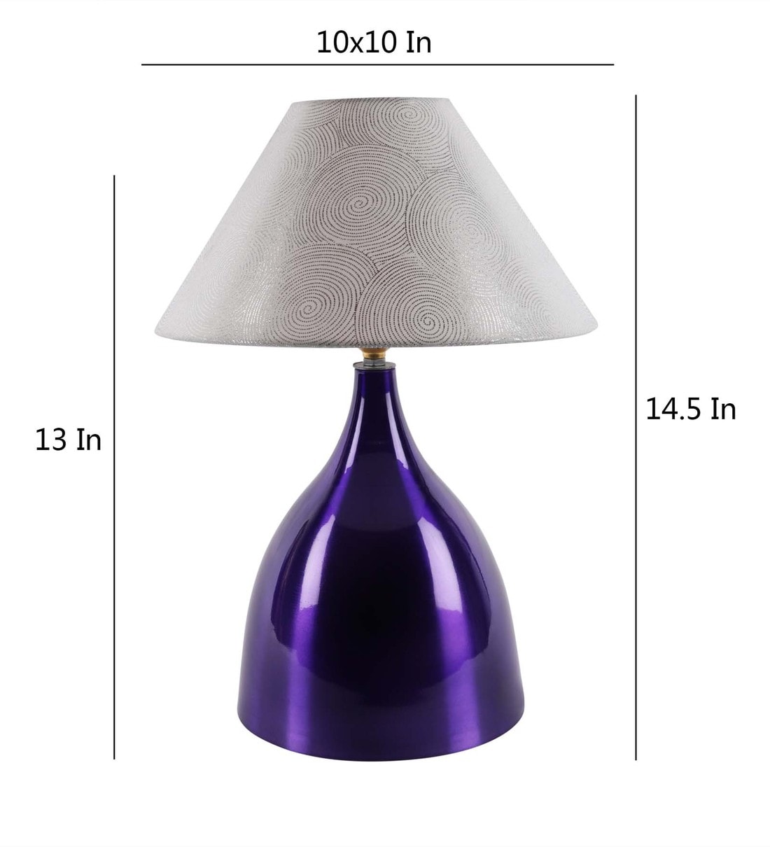 Buy Silver Fabric Shade Table Lamp with Purple Base by Foziq Online