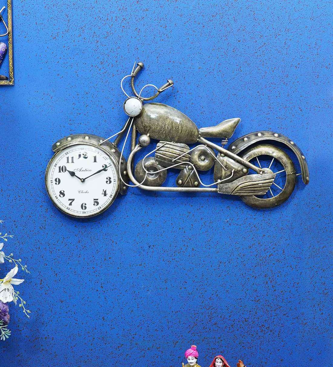 Buy Silver Metal Motorcycle Wall Clock by Craft Tree Online Novelty